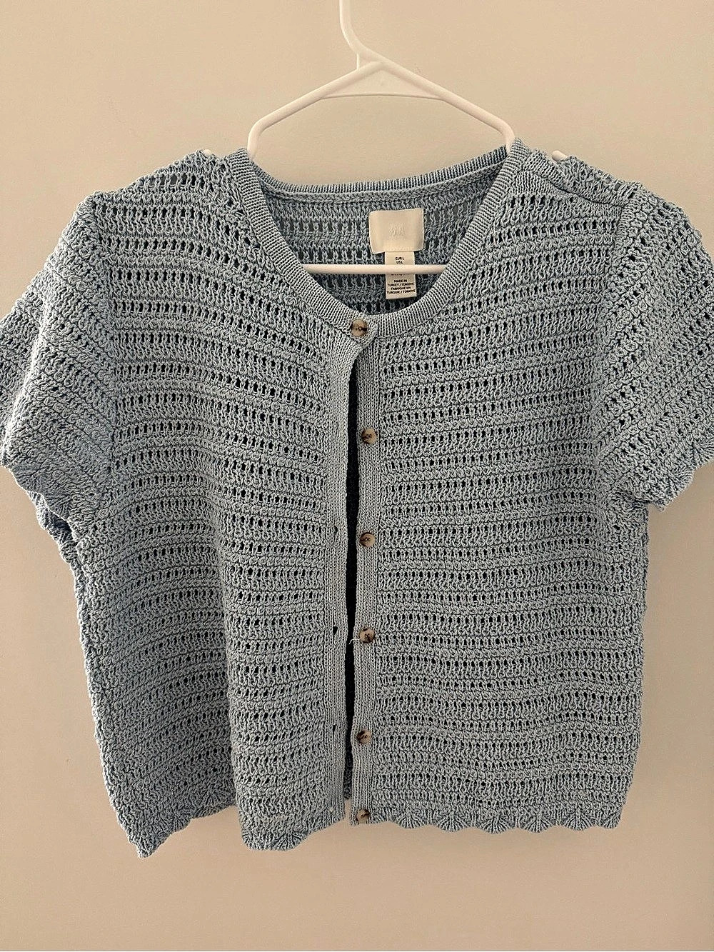 H&M Crochet-Look Short-Sleeved Cardigan Blue Medium - Never worn